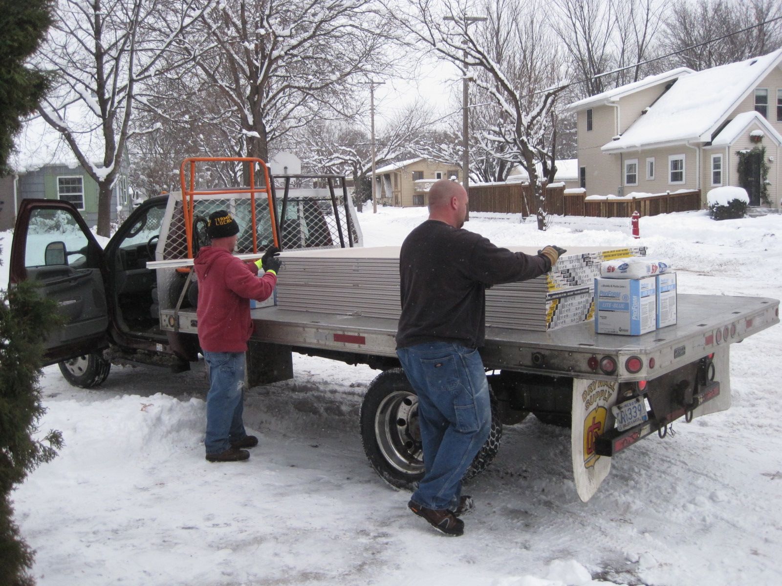 Sheet rock panels and materials are delivered to TOH.  This is the beginning of a difficult but necessary step in the renovation.