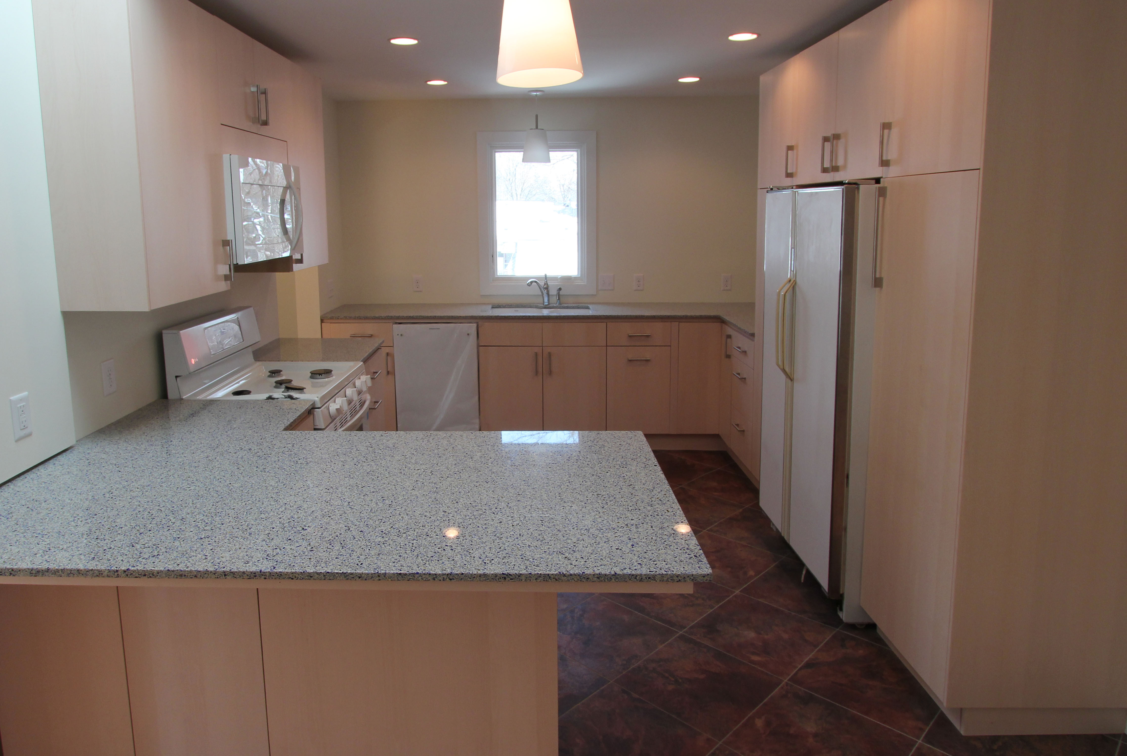 A photograph of the nearly completed kitchen.